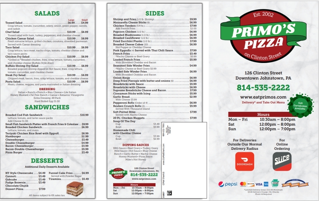 Menu Primo's Pizza-2